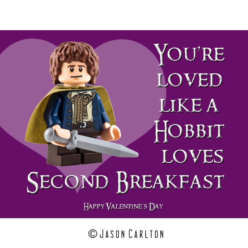 Lego Hobbit Valentines Day card Loves second breakfast
