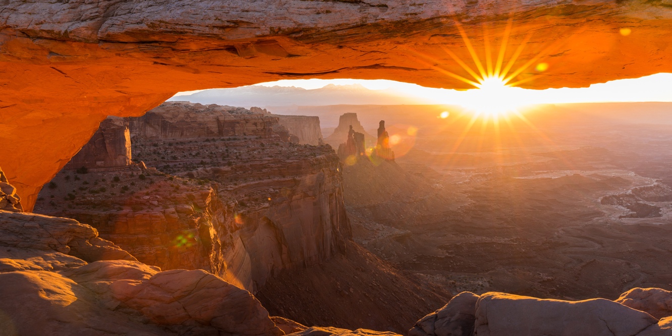 Mesa Arch Sunrise flare Canyonlands National Park Utah